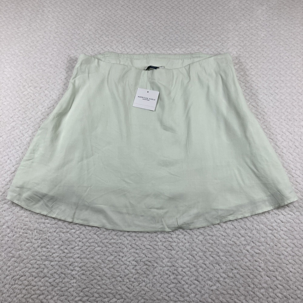 NWT American Eagle Mini Skirt Large Green Viscose Preppy Beachy Y2K MSRP $50
